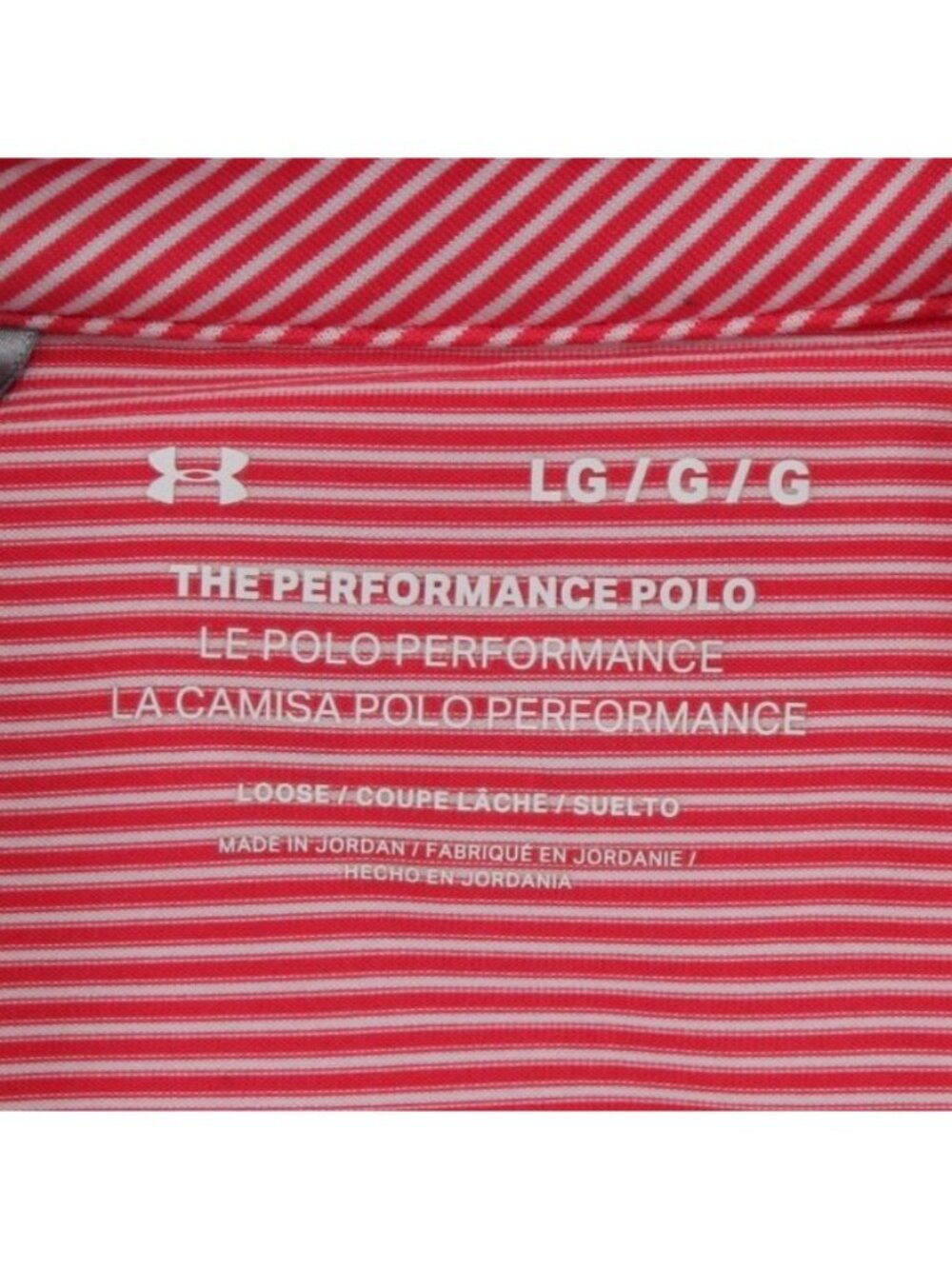 Under Armour Race City Steel Large Red & White Striped Performance Polo Shirt Me - Picture 3 of 8